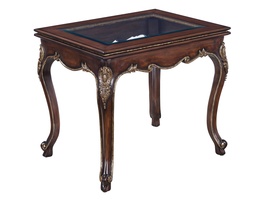 Calais&nbsp;End Table shown with:Briar&nbsp;finishAged&nbsp;Gold&nbsp;finish trimInset clear&nbsp;glass top with beveled edge&nbsp;