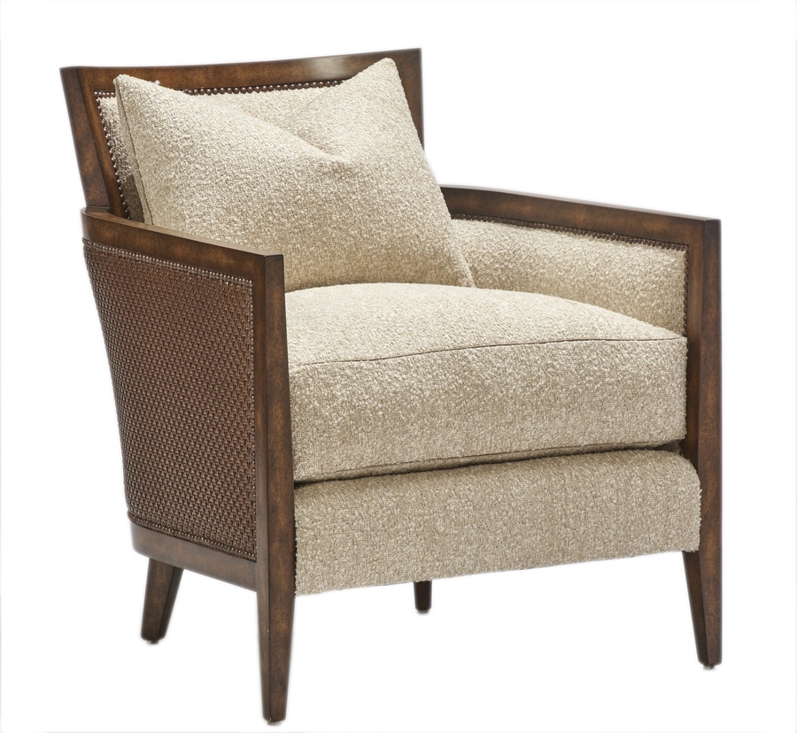 Calistoga&nbsp;Chair&nbsp;shown with:Boxed seat cushionSilver Cloud&nbsp;finishPewter&nbsp;nailhead frame trim