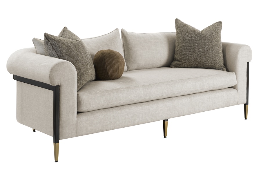 Collins&nbsp;Sofa shown with:Boxed bench seatBombay finishSatin Brass finish on dcecorative ferrules