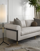Collins&nbsp;Sofa shown with:Boxed bench seatBombay finishSatin Brass finish on dcecorative ferrules