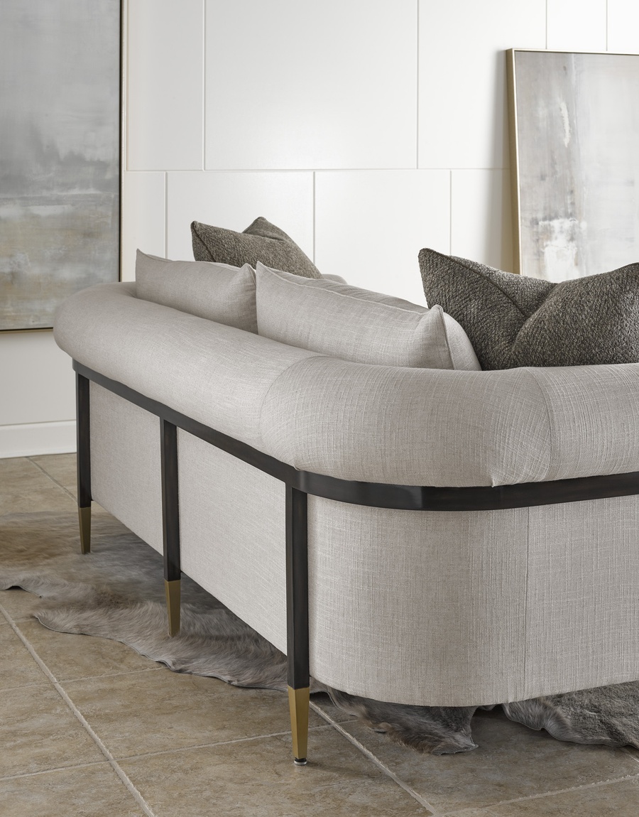 Collins&nbsp;Sofa shown with:Boxed bench seatBombay finishSatin Brass finish on dcecorative ferrules