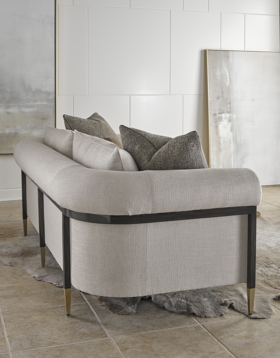 Collins&nbsp;Sofa shown with:Boxed bench seatBombay finishSatin Brass finish on dcecorative ferrules