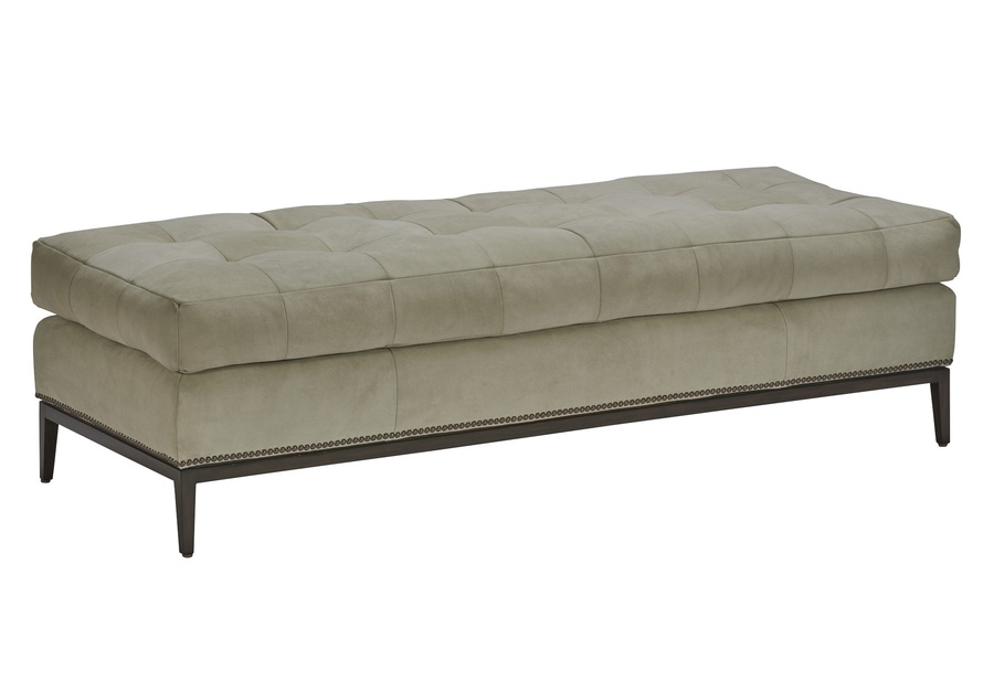 Coronado Ottoman shown with:Semi-Attached seat with Box QuiltingExposed Wood Legs in Contemporary Havana finishAntique Heritage nailhead frame trim24" x 64"