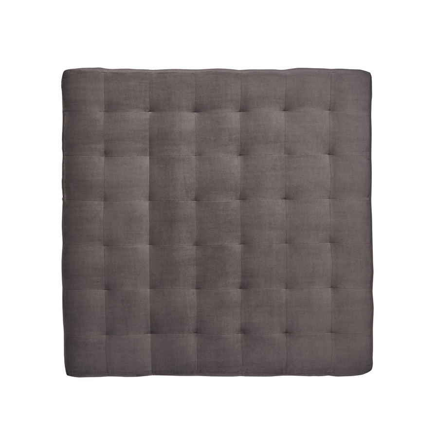 Coronado Ottoman shown with:Box Quilted Tight SeatPlinth Base in Dark Bay finishGunmetal nailhead frame trim56" sq.