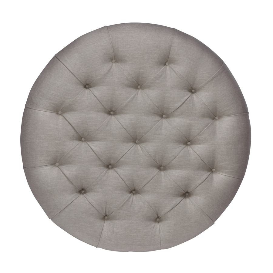 Coronado Ottoman shown with:Box Quilted&nbsp;Tight SeatBuilt-to-the-Floor basPewter&nbsp;nailhead frame trim48" diameter