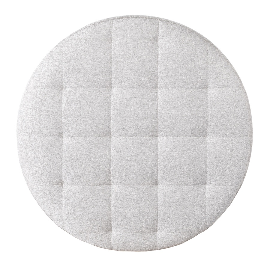 Coronado Ottoman shown with:Box Quilted&nbsp;Tight SeatBuilt-to-the-Floor basPewter&nbsp;nailhead frame trim48" diameter