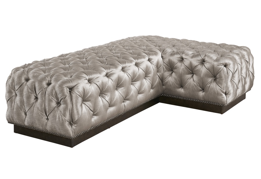 Coronado Ottoman shown with:Semi-Attached seat with Box QuiltingPlinth Base&nbsp;in&nbsp;Cashmere Silver finish64" x 40"