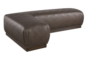 Coronado Ottoman shown with:Plain&nbsp;Tight SeatPlinth Base&nbsp;in&nbsp;Dark Bay&nbsp;finishAntique Heritage nailhead frame trim spaced over fabric tape80" x&nbsp;48"