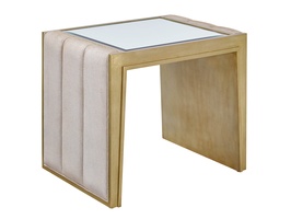 Cascade End Table shown with:Medici&nbsp;finishClear Mirror topChanneled upholstery