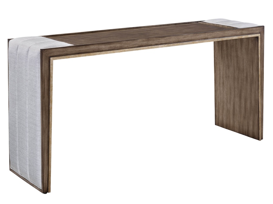Cascade Console shown with:Latte finish with&nbsp;Aged&nbsp;Medici finish trimDiamond Tufted&nbsp;upholstery