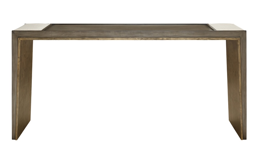 Cascade Console shown with:Latte finish with&nbsp;Aged&nbsp;Medici finish trimDiamond Tufted&nbsp;upholstery