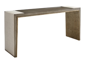 Cascade Console shown with:Slate&nbsp;finish with Aged Silver&nbsp;finish trimAged Silver&nbsp;inside leg finishBox Quilted&nbsp;upholstery