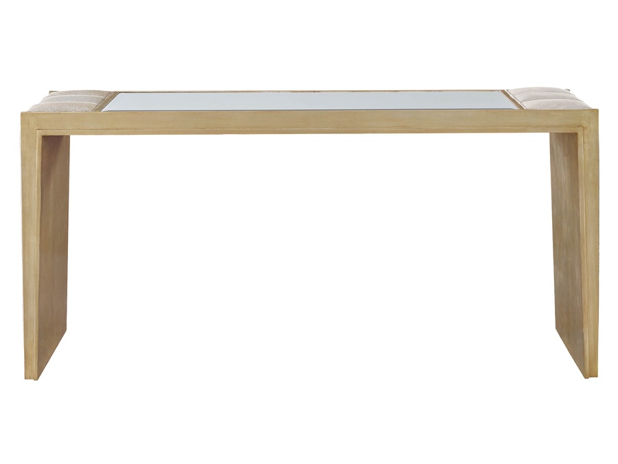 Cascade Console shown with:Latte finish with&nbsp;Aged&nbsp;Medici finish trimDiamond Tufted&nbsp;upholstery
