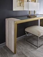 Cascade Console shown with:Medici&nbsp;finishClear Mirror topChanneled upholstery
