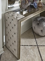 Cascade Console shown with:Latte finish with&nbsp;Aged&nbsp;Medici finish trimDiamond Tufted&nbsp;upholstery