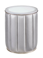 Cascade&nbsp;Chairside Table&nbsp;shown with:Ensemble&nbsp;finish with Aged Silver finish trimClear&nbsp;Mirror topChanneled upholstery