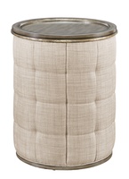 Cascade&nbsp;Chairside Table shown with:Slate&nbsp;finish with Aged Silver finish trimBox Quilted&nbsp;upholstery