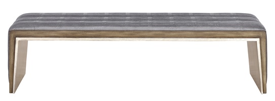 Cascade Bench&nbsp;shown with:Channeled upholsteredLatte finish with&nbsp;Verona Silver&nbsp;Leaf finish trimVerona Silver finish on Inside Leg
