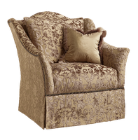 Courtney Chair shown with:Tight seatDeep&nbsp;skirt with built-in sides and backBronze Star&nbsp;nailhead&nbsp;frame trim