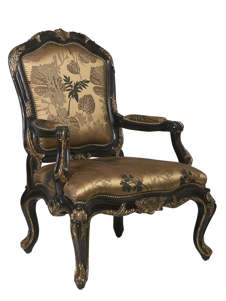 Claudette Arm Chair&nbsp;shown with:Tight seat and backExposed carved hardwood frame in selection of finishesand optional finish trims