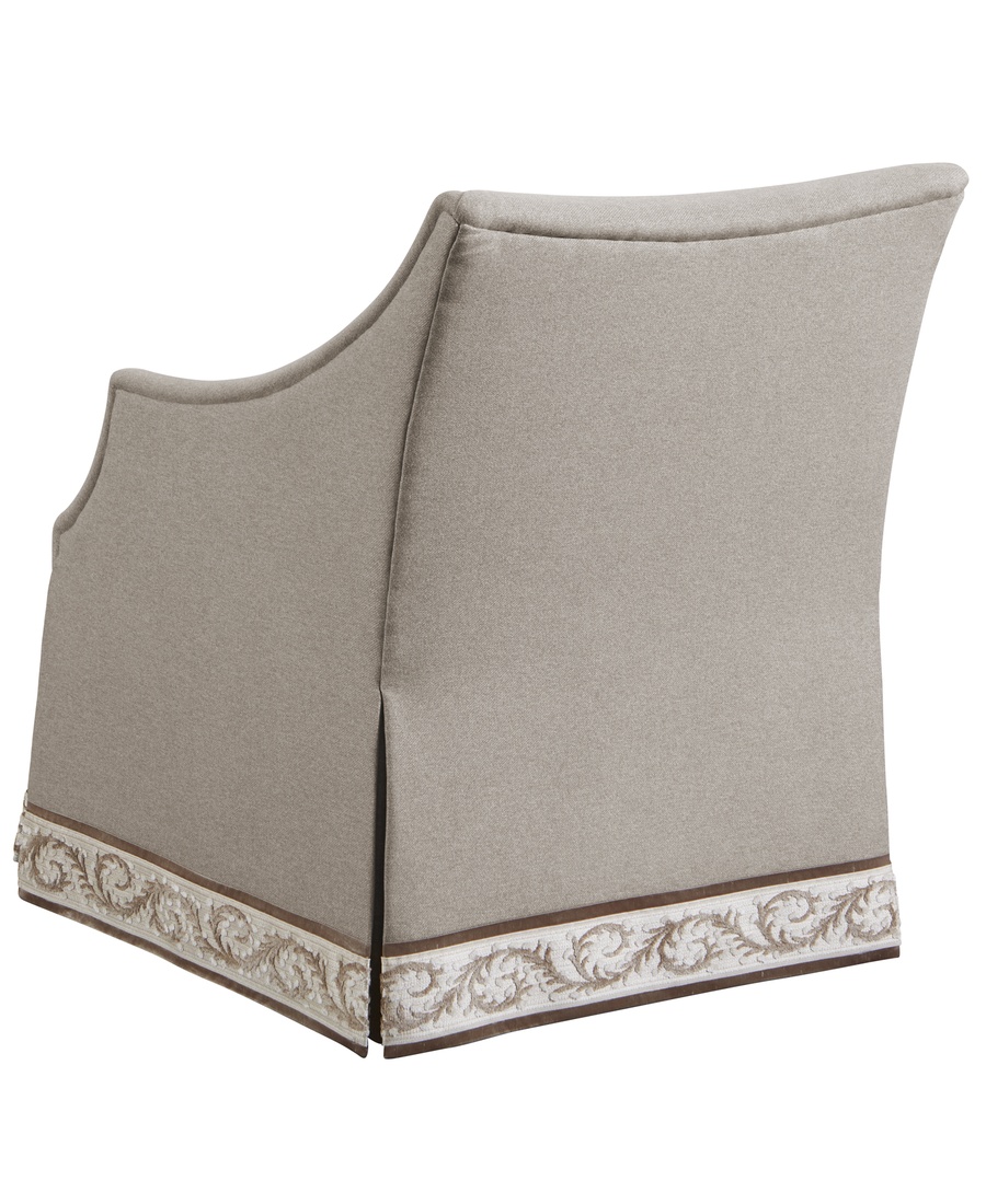 Dahlia Chair shown with:Tight&nbsp;seatWaterfall skirtTape trim at base of skirt