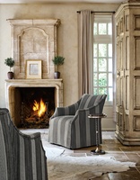 Dahlia Chair&nbsp;shown with:Tight&nbsp;seatWaterfall Skirt&nbsp;with swivel optionSmall&nbsp;Gunmetal nailhead trim