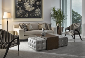 Santa Barbara Sofa (Fitted Back) shown with:Boxed benchContemporary Track&nbsp;ArmContemporary Leg&nbsp;in Bombay finish(2) Optional additional pillows