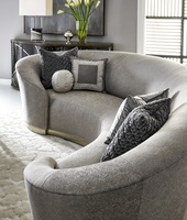 Giselle&nbsp;Sofa shown with:Tight&nbsp;seatCashmere Silver finish&nbsp;on Plinth baseGlitterati&nbsp;nailhead frame trim