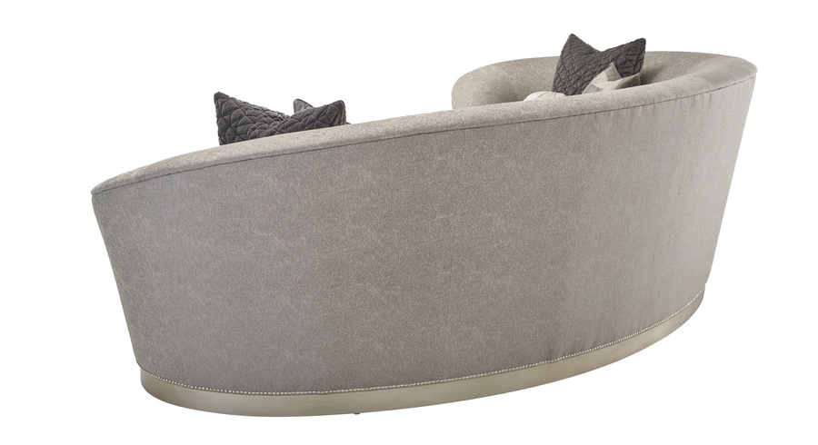 Giselle&nbsp;Sofa shown with:Tight&nbsp;seatCashmere Silver finish&nbsp;on Plinth baseGlitterati&nbsp;nailhead frame trim