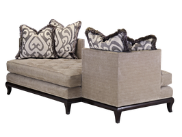 Gemini Tête-à-Tête shown with:Boxed bench seat with quilted buttoned detailBombay finishSilver nailhead frame trim