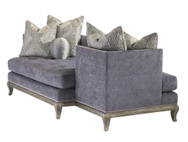 Gemini Tête-à-Tête shown with:Boxed bench seat with quilted buttoned detailSilver Cloud&nbsp;finishMerengue&nbsp;nailhead frame trim