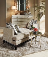 Gemini Tête-à-Tête shown with:Boxed bench seat with quilted buttoned detailBombay finishSilver nailhead frame trim