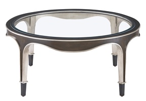 Giverny Cocktail&nbsp;Table&nbsp;shown with:Twilight&nbsp;finish with&nbsp;Cashmere&nbsp;Silver&nbsp;finish trimCashmere Silver finish on Inside LegInset Clear Top with Beveled Glass&nbsp;Edge