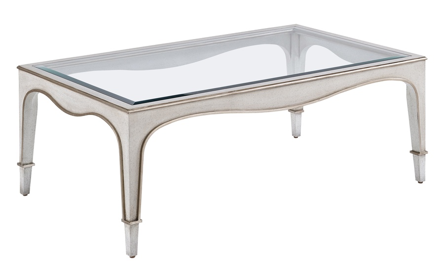 Giverny Cocktail&nbsp;Table&nbsp;shown with:Ensemble&nbsp;finish with&nbsp;Cashmere&nbsp;Silver&nbsp;finish trimInset Clear Top with Beveled Glass&nbsp;Edge