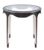 Giverny&nbsp;End&nbsp;Table&nbsp;shown with:Twilight&nbsp;finish with&nbsp;Cashmere&nbsp;Silver&nbsp;finish trimCashmere Silver finish on Inside LegInset Clear Top with Beveled Glass&nbsp;Edge