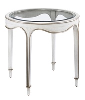 Giverny&nbsp;End&nbsp;Table&nbsp;shown with:Ensemble&nbsp;finish with&nbsp;Cashmere&nbsp;Silver&nbsp;finish trimInset Clear Top with Beveled Glass&nbsp;Edge