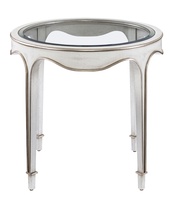 Giverny&nbsp;End&nbsp;Table&nbsp;shown with:Ensemble&nbsp;finish with&nbsp;Cashmere&nbsp;Silver&nbsp;finish trimInset Clear Top with Beveled Glass&nbsp;Edge
