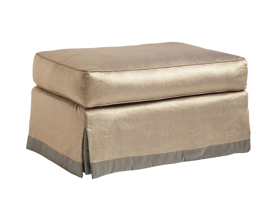 Hannah Ottoman&nbsp;shown with:Semi-attached&nbsp;seat cushionWaterfall skirtContrast band on bottom of skirt