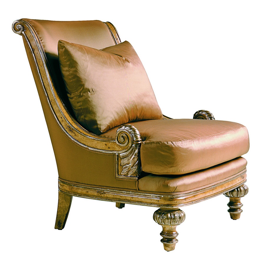 Huntington Manor Lounge Chair&nbsp;shown with:Boxed seat cushionSelf double welt along frame
Exposed carved hardwood frame available in selection of finishes and trims