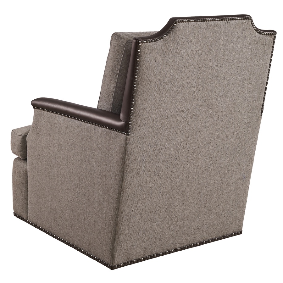 Huxley Chair&nbsp;shown with:Boxed&nbsp;cushion&nbsp;seatBuilt-to-the-Floor baseGunmetal&nbsp;nailhead frame trim