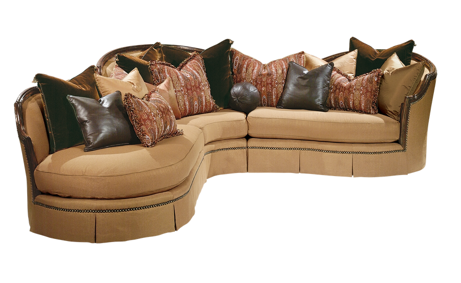 Isadora&nbsp;Sectional shown with:Boxed bench seatDeep skirtExposed hardwood frameBronze Star&nbsp;nailhead frame trim