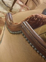 Isadora&nbsp;Sectional shown with:Boxed bench seatDeep skirtExposed hardwood frameBronze Star&nbsp;nailhead frame trim