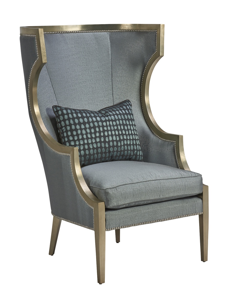 Karma Chair shown with:Cashmere Silver finishMerengue nailhead frame trim