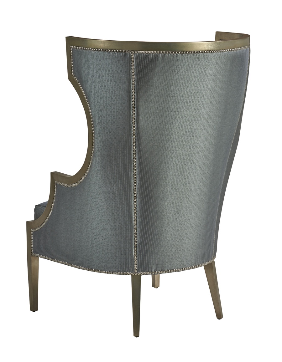 Karma Chair shown with:Cashmere Silver finishMerengue nailhead frame trim