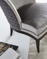 Leilani Chair shown with:Boxed bench seatRiviera&nbsp;finish&nbsp;on Exposed Wood Legs baseGlitterati nailhead frame trim