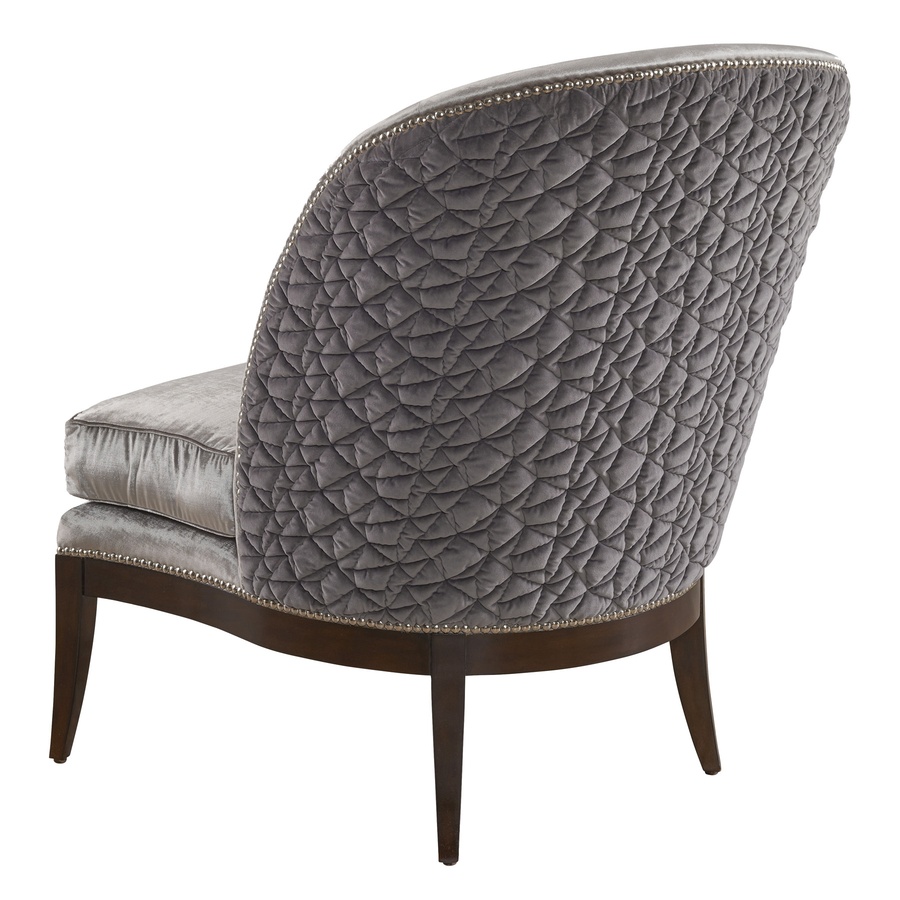 Leilani Chair shown with:Boxed bench seatRiviera&nbsp;finish&nbsp;on Exposed Wood Legs baseGlitterati nailhead frame trim