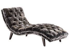 Lexi&nbsp;Chaise shown with:Button tufted seat and back Bombay finish Silver nailhead frame trim