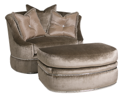 Lana Ottoman&nbsp;shown with:Lana Chair and A HalfSemi-attached boxed seat cushionBuilt-to-the-floor with castersNailhead frame trim