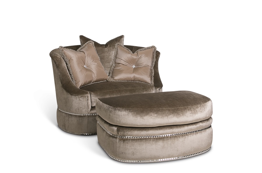 Lana&nbsp;Chair and A Half shown with: Boxed seat cushionBuilt-to-the-floorNailhead frame trim
