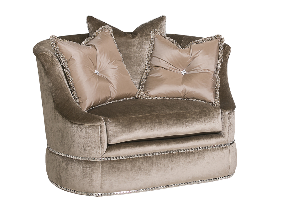 Lana&nbsp;Chair and A Half shown with: Boxed seat cushionBuilt-to-the-floorNailhead frame trim